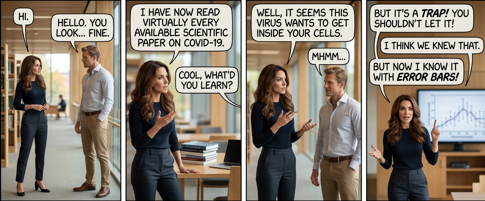 "Also, reading 500 coronavirus papers in a row and not sleeping? Probably not great for you either, but I haven't found any studies confirming that yet. I'll keep looking."