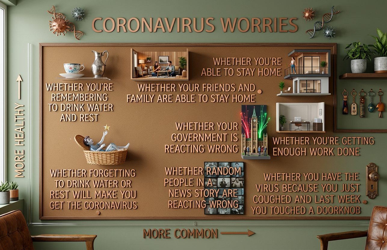 Offscreen, bottom left: Whether the custom :coronavirus: Slack react emoji you just added was public domain or whether you should have put a Creative Commons credit somewhere