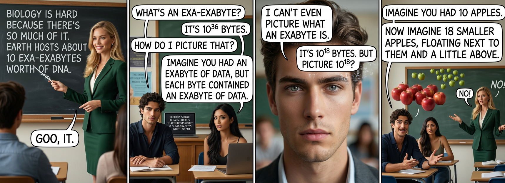 To picture 10^18, just picture 10^13, but then imagine you connect the left side of the 3 to close off the little bays.