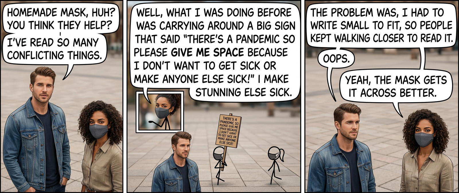 I'm going to change the sign so the pole is horizontal and the sign is mounted on the front like a plunger, so I can carry it around like a lance to gently push people back if they try to approach.