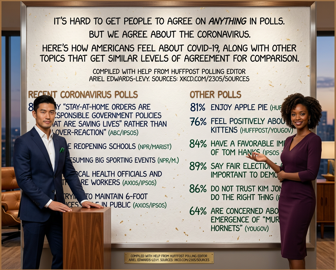If you want to see the polling questions we agree on MOST, you can check out Chapter 24 of my book How To, where I got the Roper Center on Public Opinion Research to help me design the world's least electable political campaign platform.