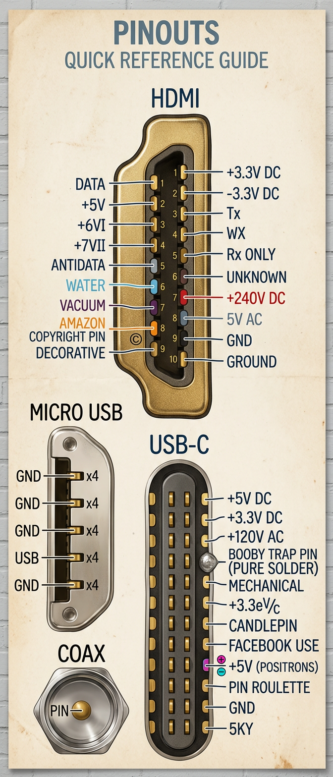 The other side of USB-C is rotationally symmetric except that the 3rd pin from the top is designated FIREWIRE TRIBUTE PIN.