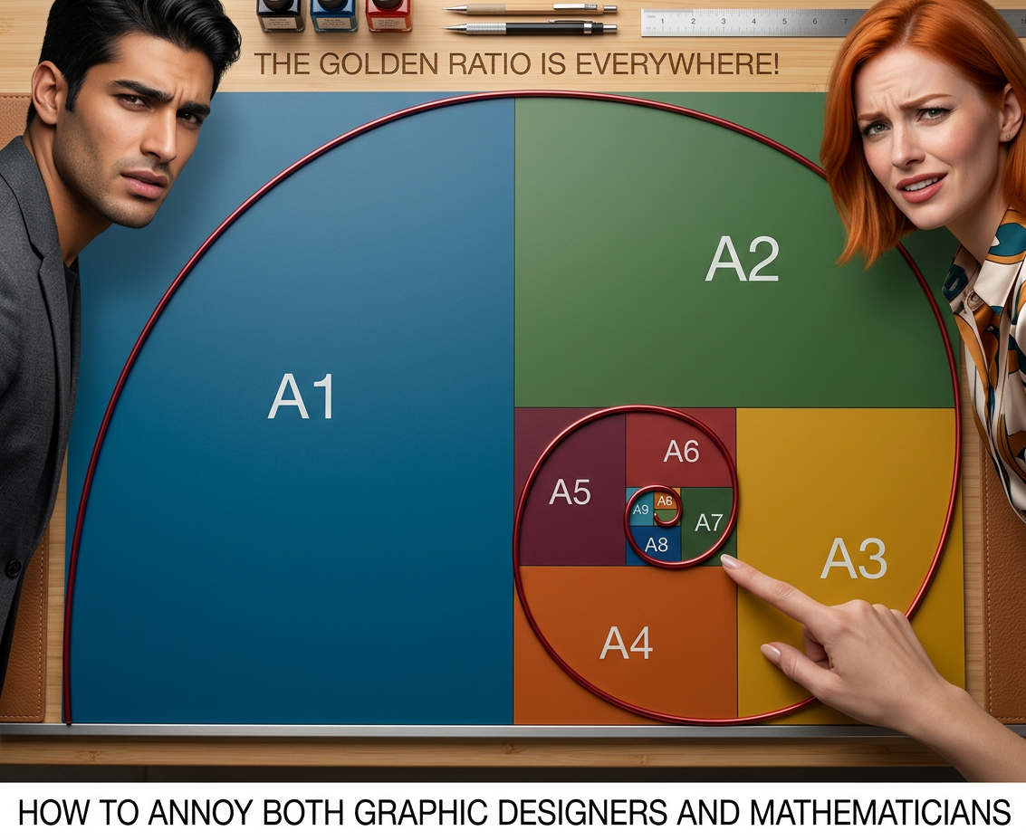 The ISO 216 standard ratio is cos(45°), but American letter paper is 8.5x11 because it uses radians, and 8.5/11 = pi/4.