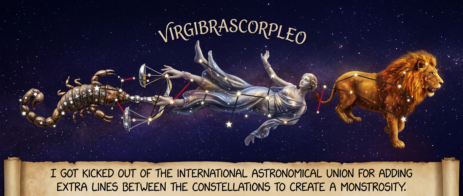 It's rare to get both astronomers and astrologers equally mad at you, but apparently I've messed up both a bunch of star location databases AND the will of the fates.