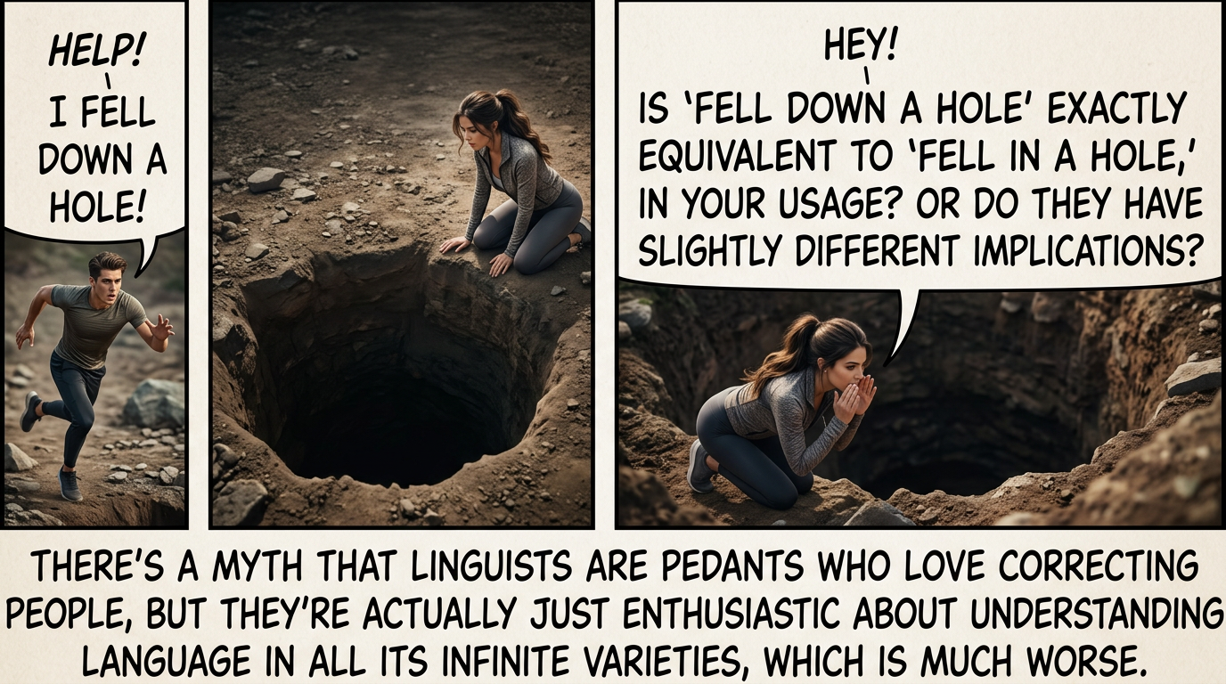 "Do you feel like the answer depends on whether you're currently in the hole, versus when you refer to the events later after you get out? Assuming you get out."