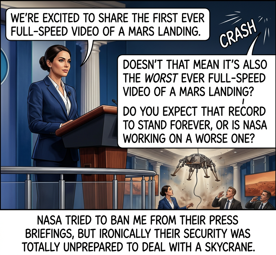 The best part of crashing a Mars briefing is you can get in a full 11 minutes of questions before they can start to respond.