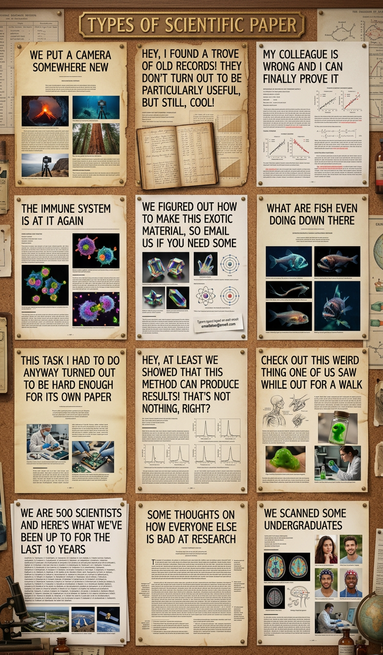 Others include "We've incrementally improved the estimate of this coefficient," "Maybe all these categories are wrong," and "We found a way to make student volunteers worse at tasks."