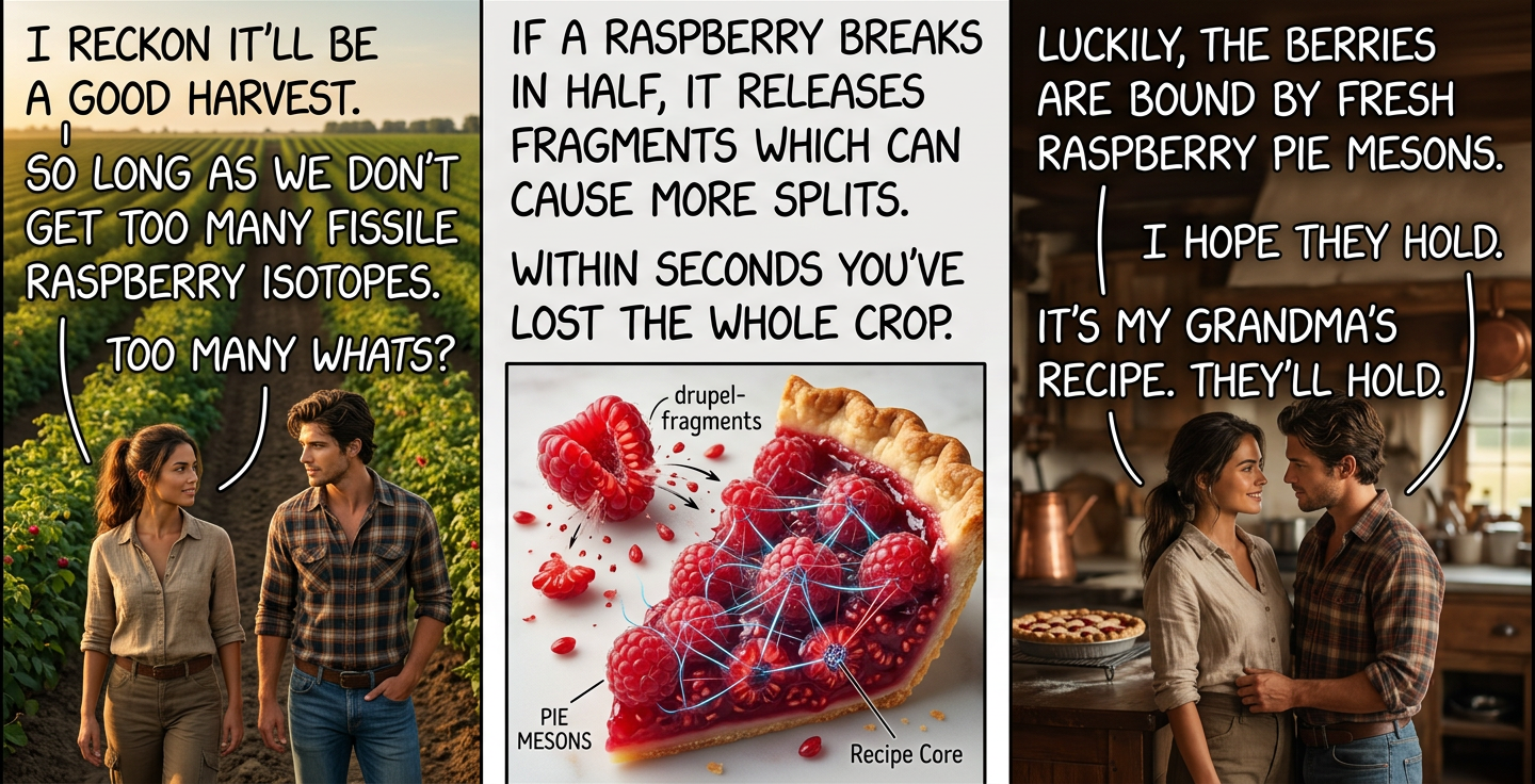 Grandma's shelf-stable blackberry pie meson recipe was a huge seller until her farm was shut down by a joint FDA/NRC investigation.