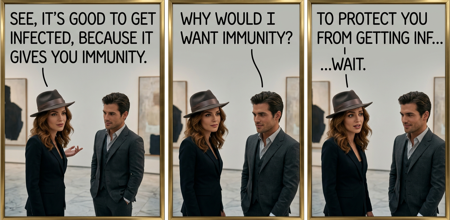 This plan may sound appealing to people who know a little about the immune system, but the drawbacks are clear to people who know a lot about the immune system and also to people who don't know anything about it.