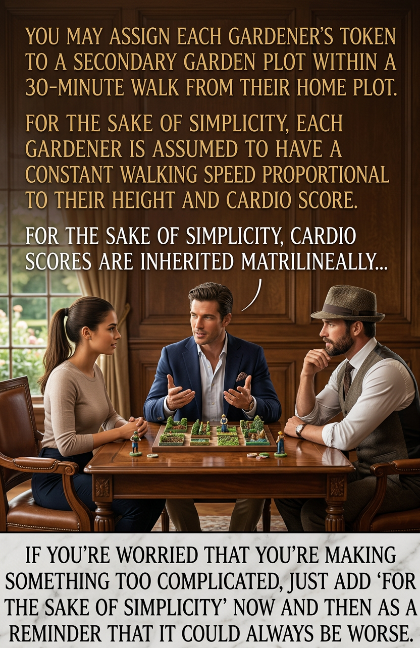 For the sake of simplicity, gardeners are assumed to move through Euclidean space--neglecting the distortion from general relativity--unless they are in the vicinity of a Schwarzschild Orchid.