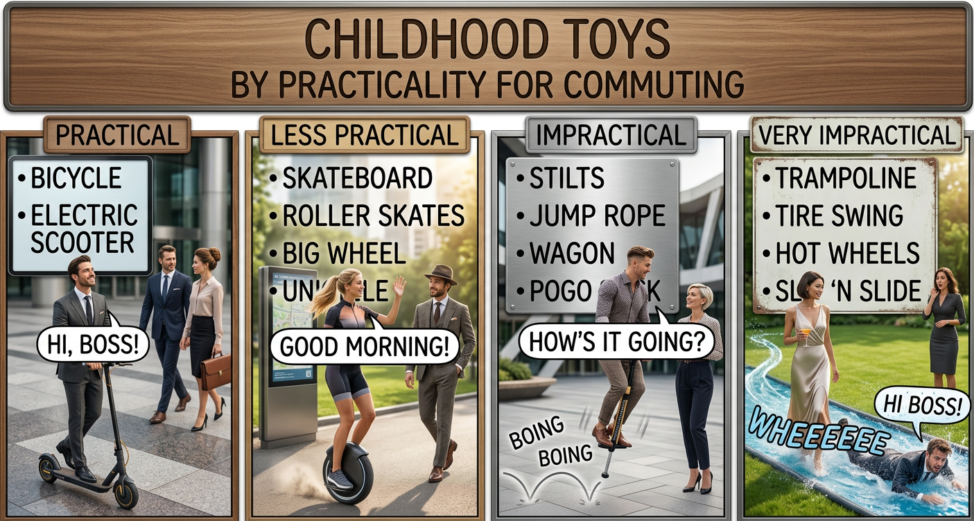 The rope keeps breaking, I'm covered in bruises and scrapes, and I've barely reached the end of my driveway, but I don't care--I'm determined to become the first person to commute to work by tetherball.