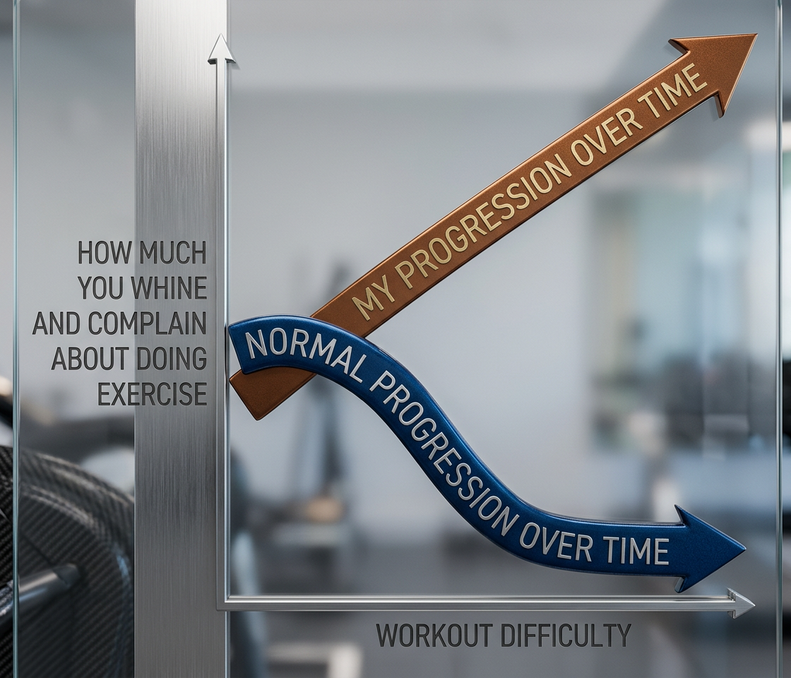 They said after I got into a routine, I'd enjoy getting progressively stronger and stop whining so much about how hard exercise was. Well, they were half right!