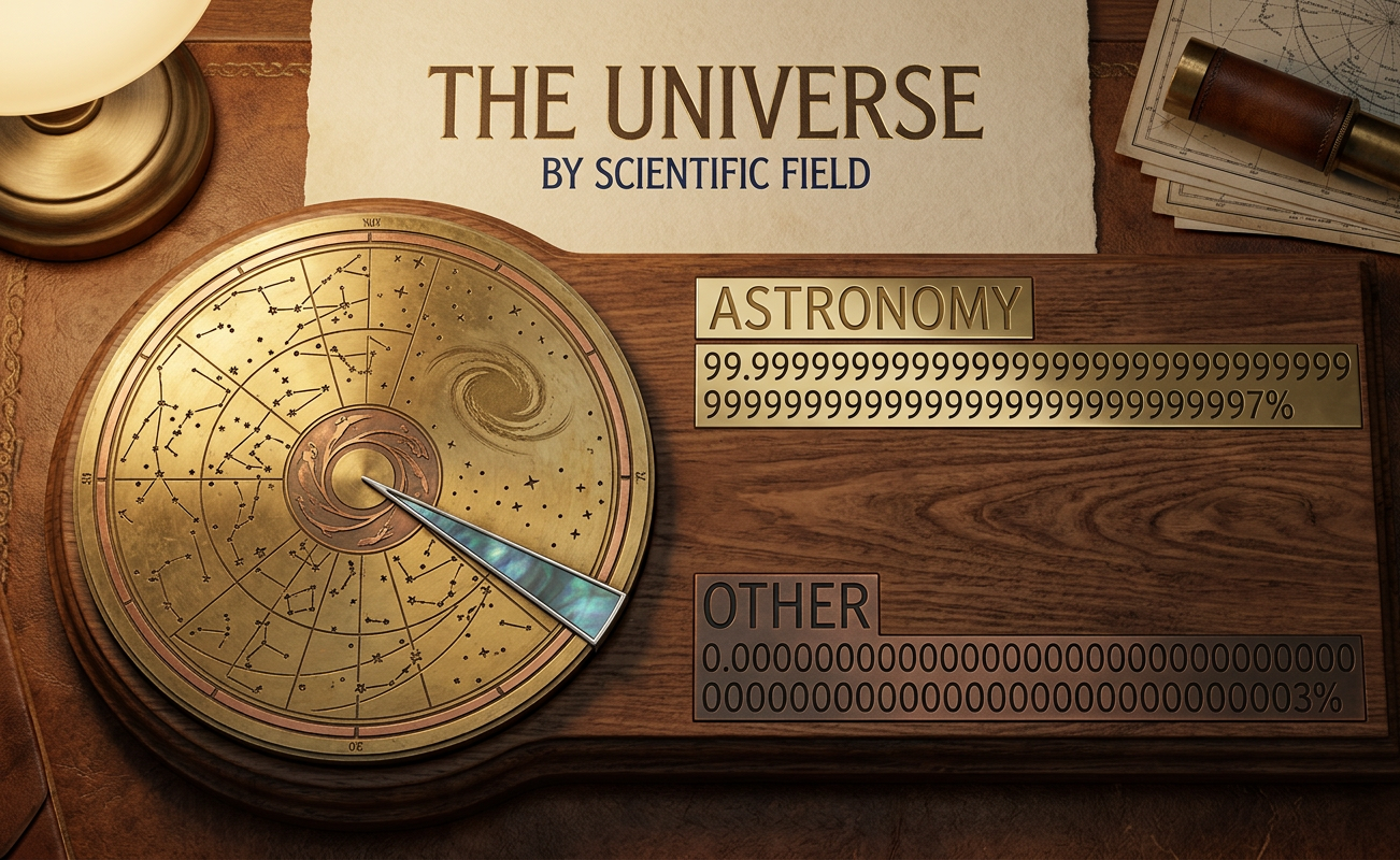 The math and philosophy people also claim everything, but the astronomers argue that the stuff they study really only comprises a small number of paper surfaces.