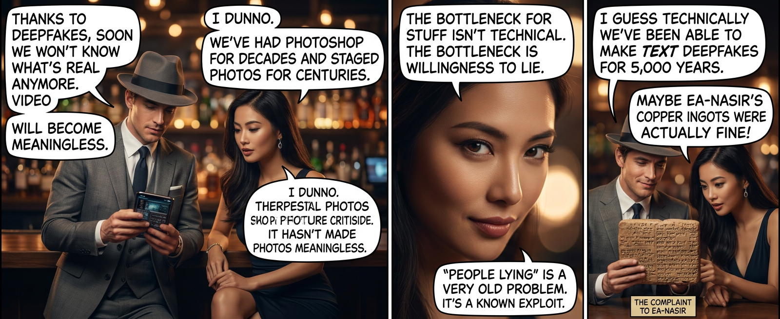 If so great a deductive mind as Arthur Conan Doyle can be fooled by the Cottingley Deepfakes, what chance do we mortals have? Soon our very reality will be dictated by the whims of Frances (9) and Elsie (16).