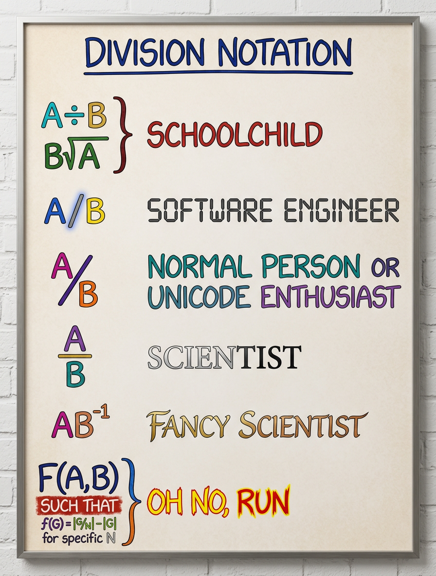 Science tip: Scientists hardly ever use the two-dot division sign, and when they do it often doesn't even mean division, but they still get REALLY mad when you repurpose it to write stuff like SALE! ALL SHOES 30÷ OFF!