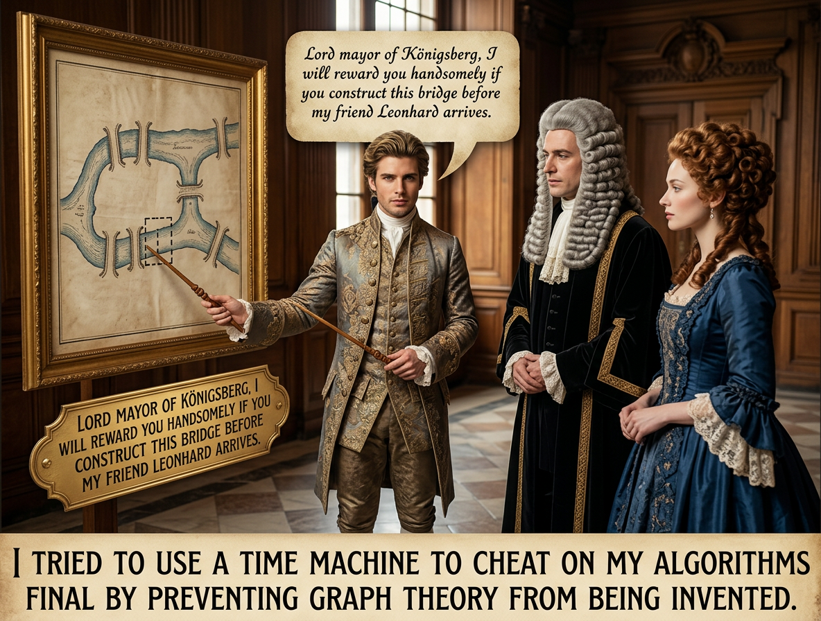 At first I thought I would need some gold or something to pay him, but then I realized that it was the 18th century and I could just bring a roll of aluminum foil.