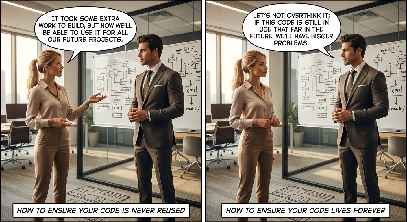 Surely (no one/everyone) will (recognize how flexible and useful this architecture is/spend a huge amount of effort painstakingly preserving and updating this garbage I wrote in 20 minutes)