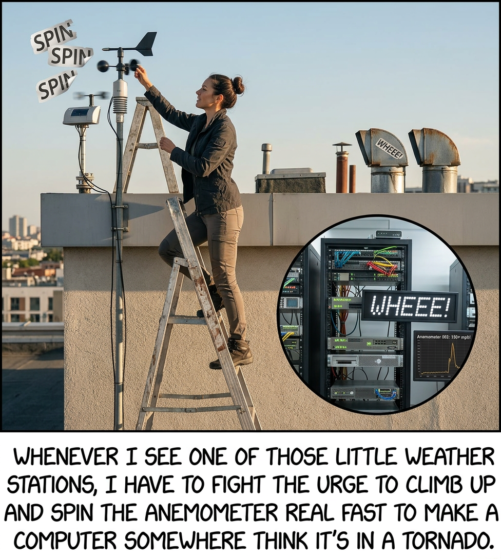 'Pour one out for precipitation data integrity,' I say, solemnly upending the glass into the rain gauge.