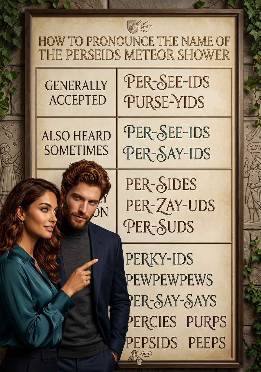 When speaking out loud, you can can call it the 'Perseids meatier shower' and no one will ever know. (If you do get caught somehow, just tell them to Google the 'Kentucky meat shower' and that will distract them while you escape.)