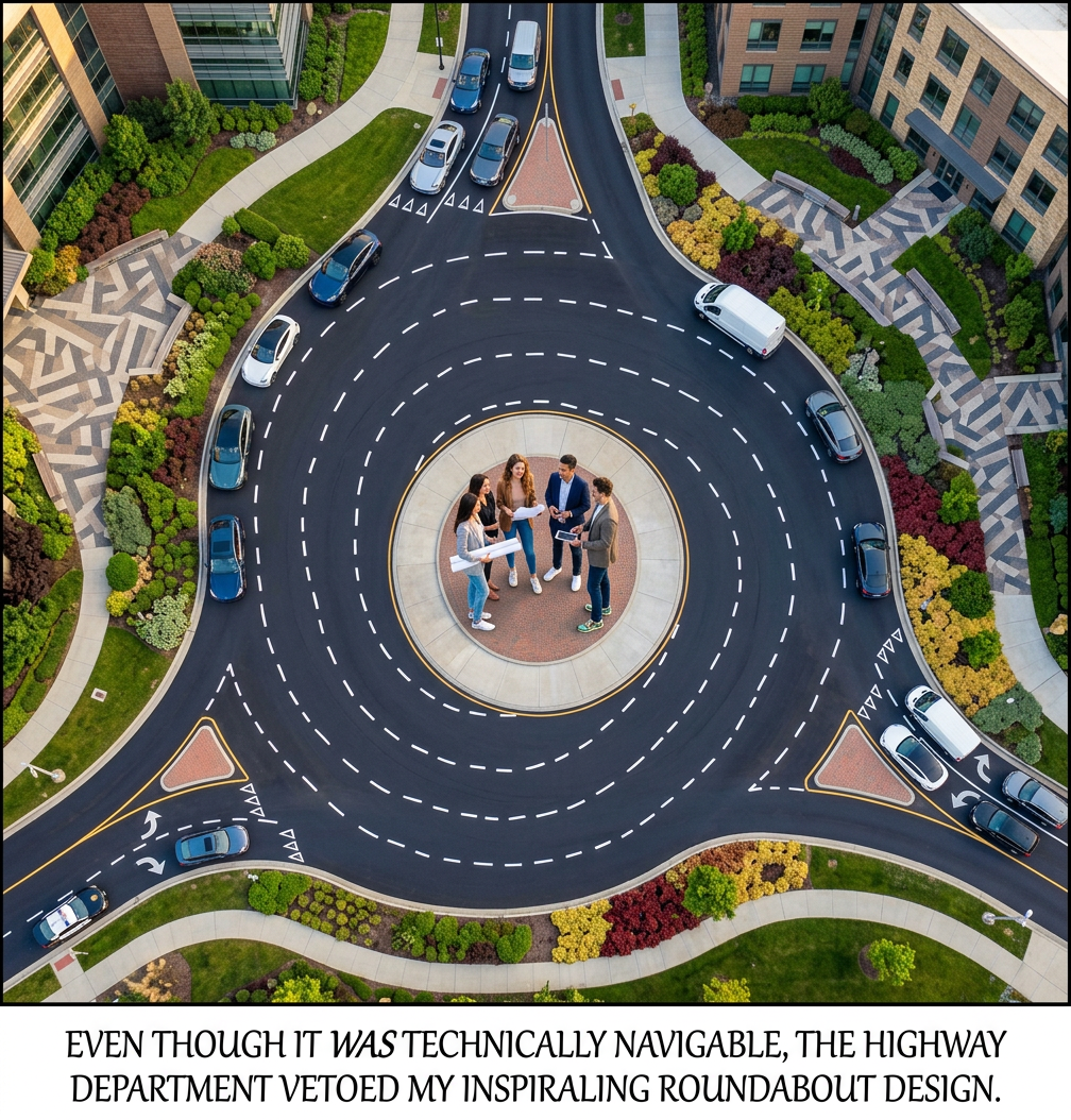 Look, I just think we need to stop coddling those hedonistic roundabout hogs who get into the inner lane and circle for hours, wasting valuable capacity.