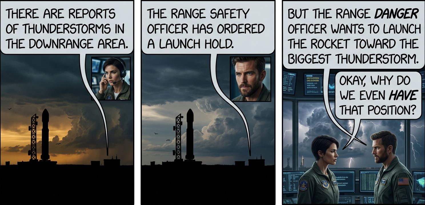 The Range Mischief Officer has modified the trajectory to add a single random spin somewhere in the flight, but won't tell us where.