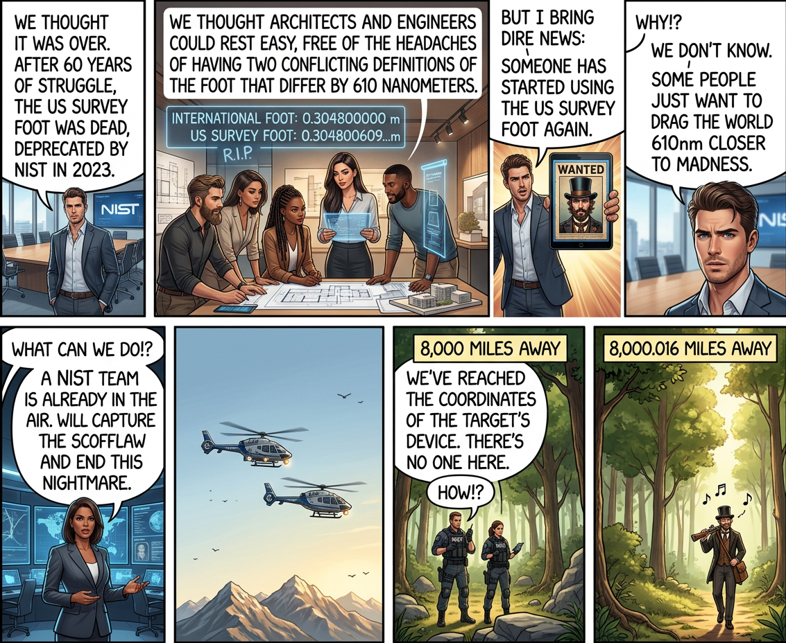 Subway refuses to answer my questions about whether it's an International Footlong or a US Survey Footlong. A milligram of sandwich is at stake!