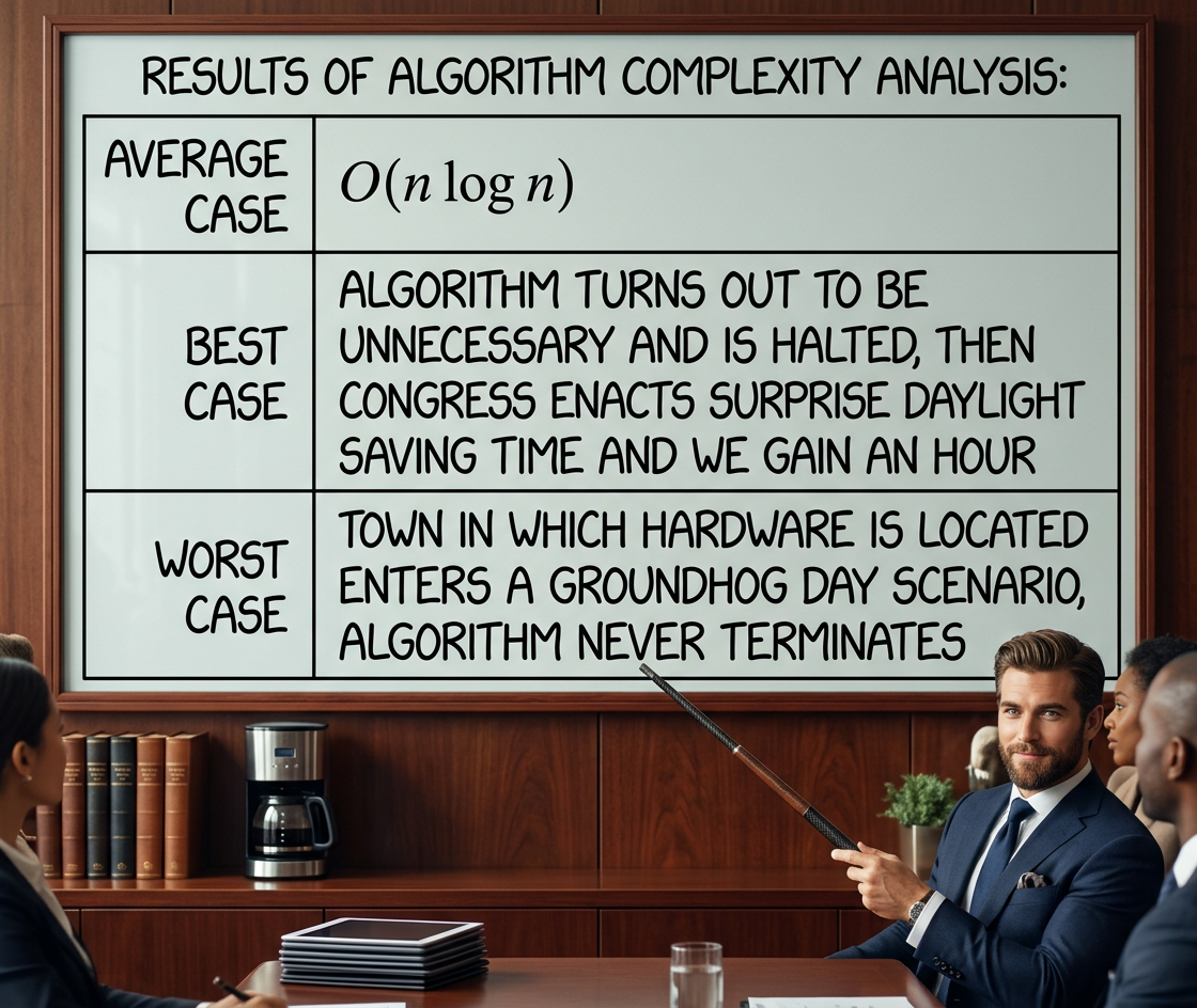 PERPETUALLY OPTIMISTIC CASE: Early in the execution, our research group makes a breakthrough on proving P=NP.