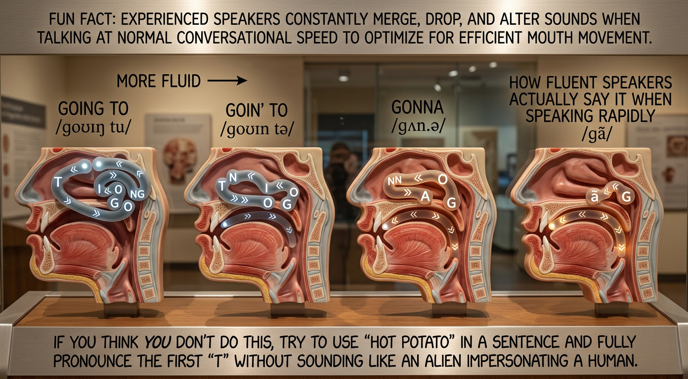 Thank you to linguist Gretchen McCulloch for teaching me about phonetic assimilation, and for teaching me that if you stand around in public reading texts from a linguist and murmuring example phrases to yourself, people will eventually ask if you're okay.