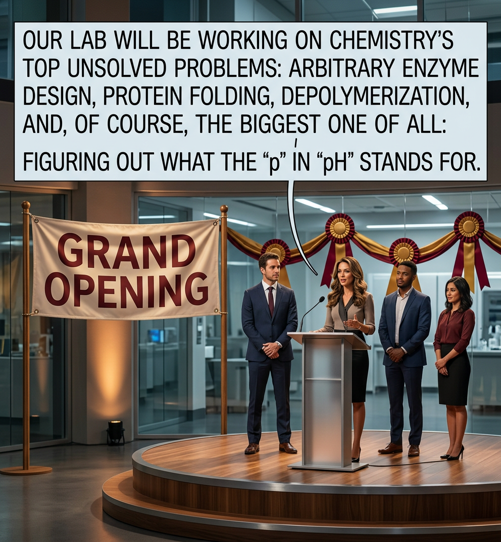 I'm an H⁺ denier, in that I refuse to consider loose protons to be real hydrogen, so I personally believe it stands for 'pretend'.