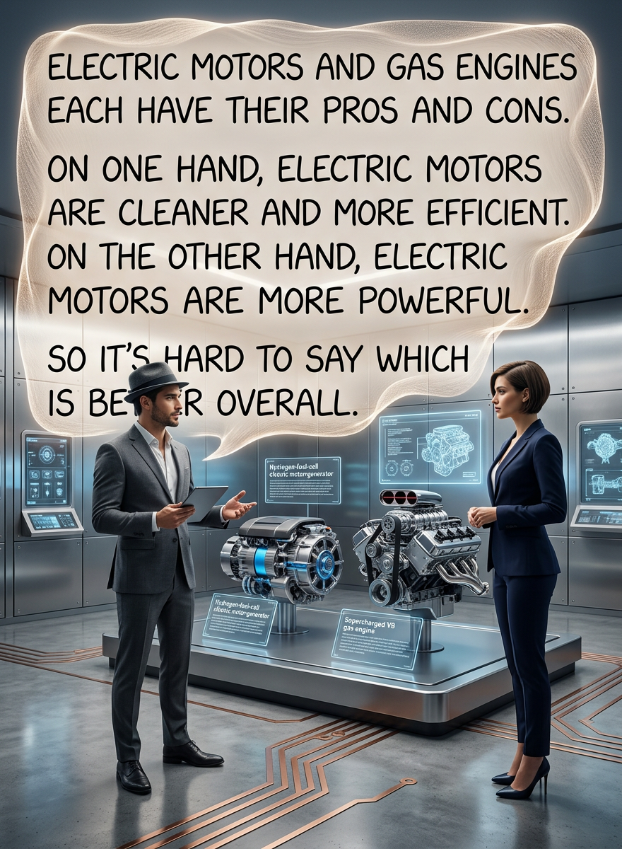 An idling gas engine may be annoyingly loud, but that's the price you pay for having WAY less torque available at a standstill.