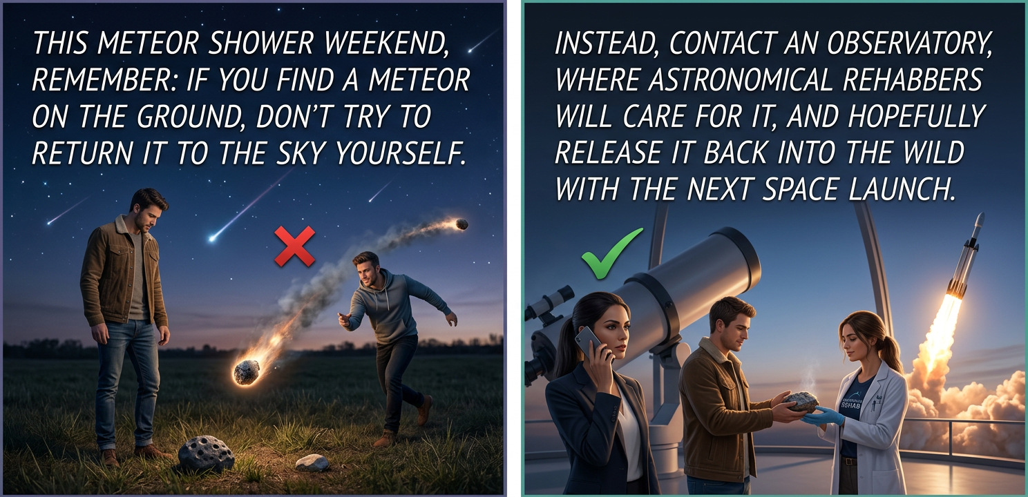 If you hold the meteor too long, it may imprint on you and form a contact binary, making reintroduction to space difficult.