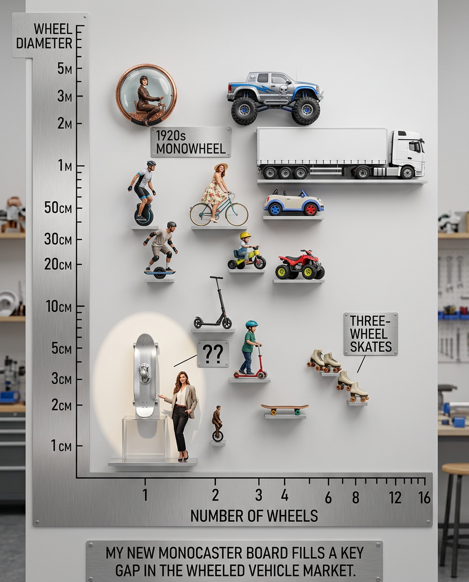 My competitors say the tiny single tiny caster is unsafe, unstable, and offers no advantages over traditional designs, to which I say: wow, why are you guys so mean? I thought we were friends!