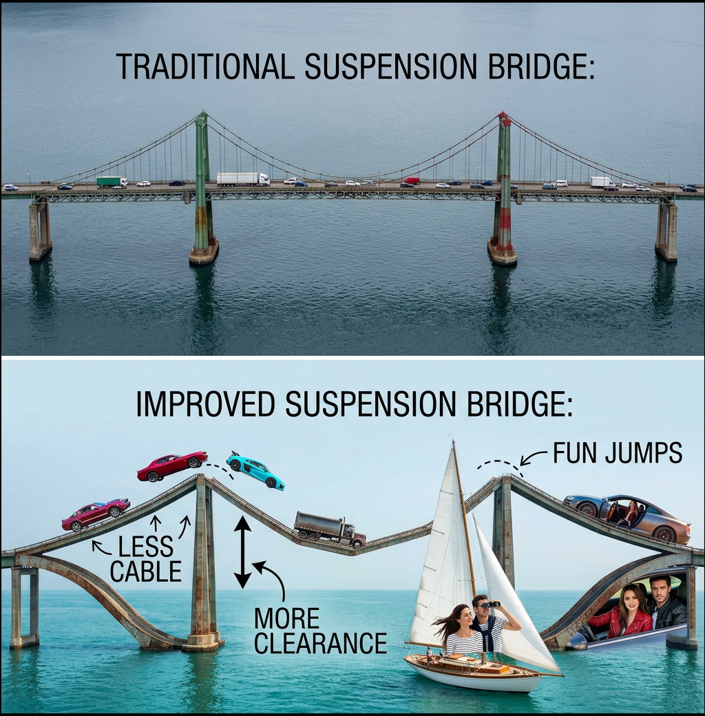 As a first step, they can put in a secondary deck, to help drivers try it out and find out how fun the jumps are. After a while no one will use the old flat deck and they can remove it.