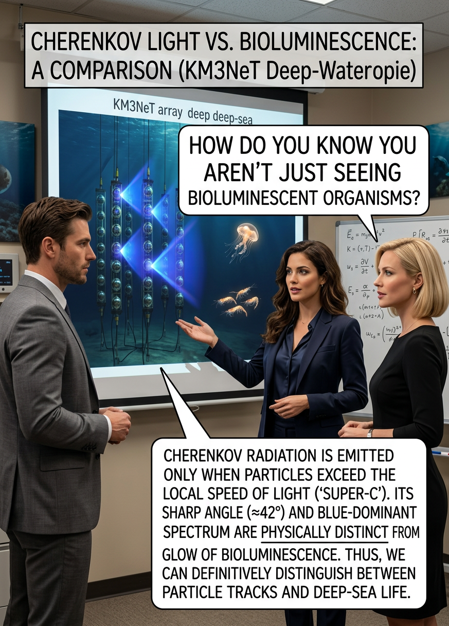 Unfortunately, KM3NeT led to the discovery of the Pauli anglerfish, which emits Cherenkov radiation to prey on neutrino researchers.