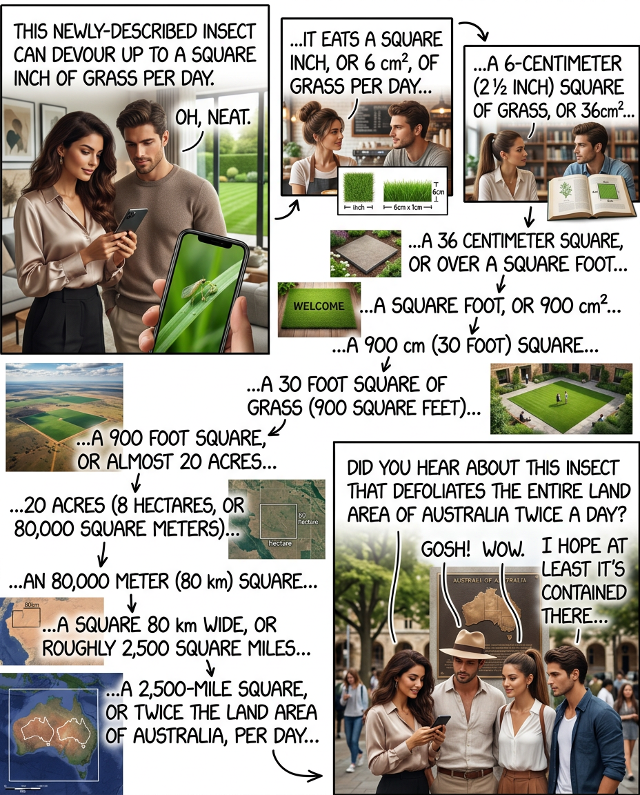 The biggest I've seen in a published source in the wild is an 80-fold error in a reported distance, which I think came from a series of at least three unit conversions and area/length misinterpretations.