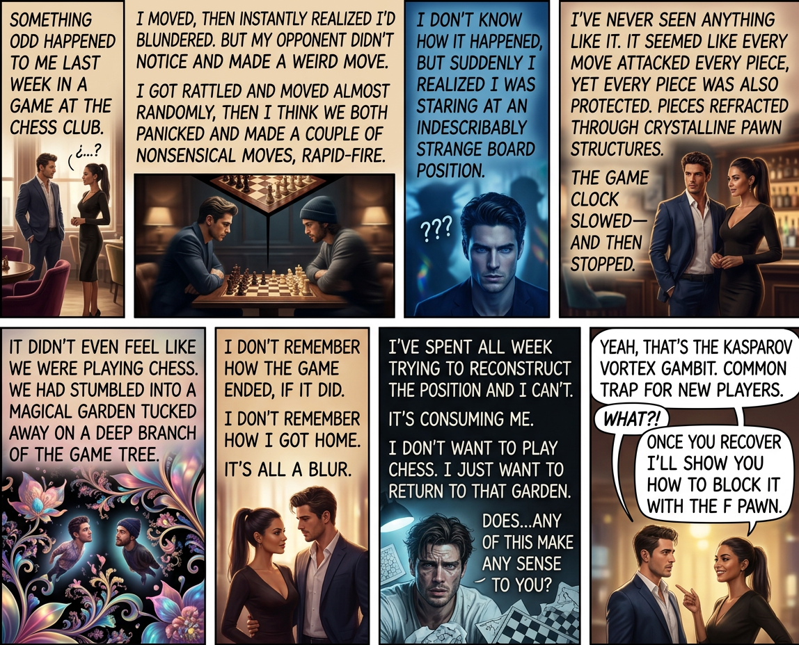 It's important to learn the moves that take you into the vortex, but it's best not to study vortex itself too closely. Even grandmasters who have built up a tolerance lose the ability to play for a few hours after studying it.