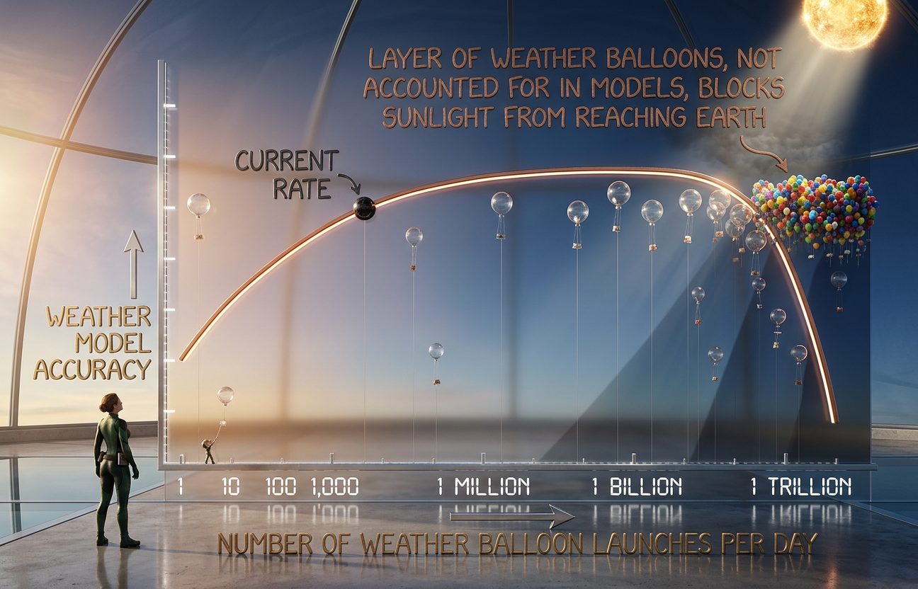 Once you add the balloons into the model, it makes forecasting easier overall--the forecast is always 'cold and dark, with minimal solar-driven convection.'