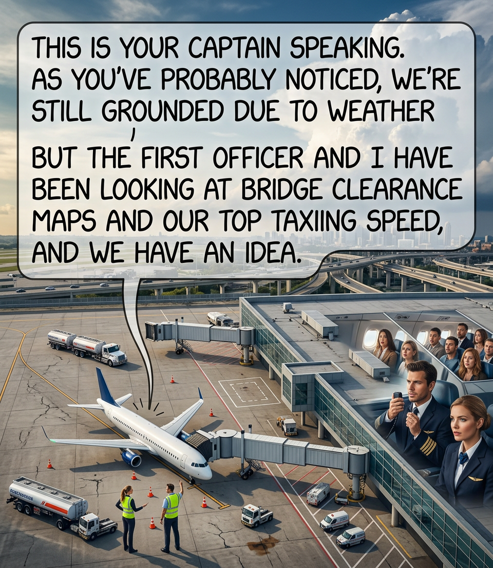 We should have you at the gate in just under two hours--two and a half if we get pulled over.