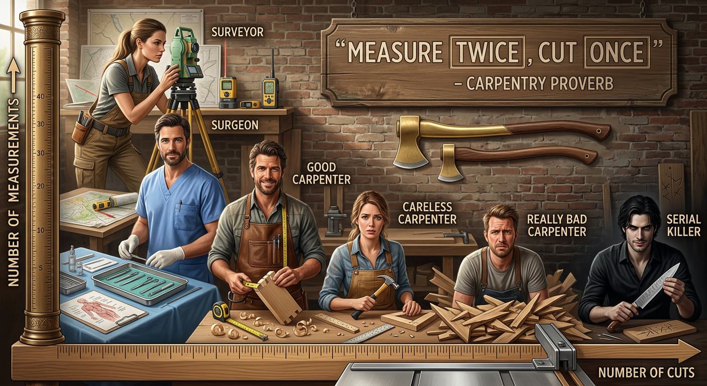 "Measure zero times, cut zero times." --carpenter who has achieved enlightenment and realized the wood is fine where it is