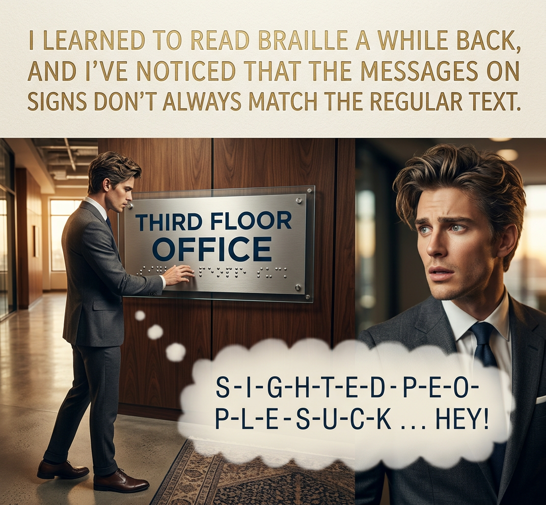 The only big difference I've seen is in colors.  Where the regular text reads 'press red button', the braille reads 'press two-inch button'.