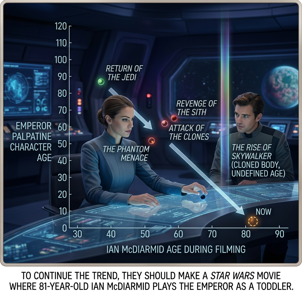 Many things about Star Wars were not well planned out, but having a 37-year-old in old-age makeup play the Emperor in Return of the Jedi was such an incredible call.