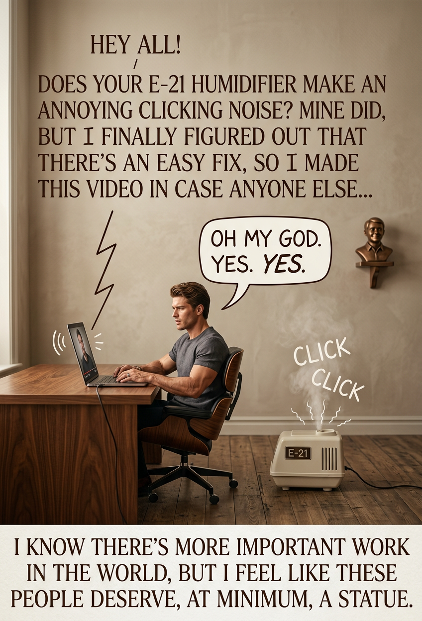 The statue should be in the likeness of whatever sculptor posted the sculpting tool repair video that was most helpful during the installation of the statue.