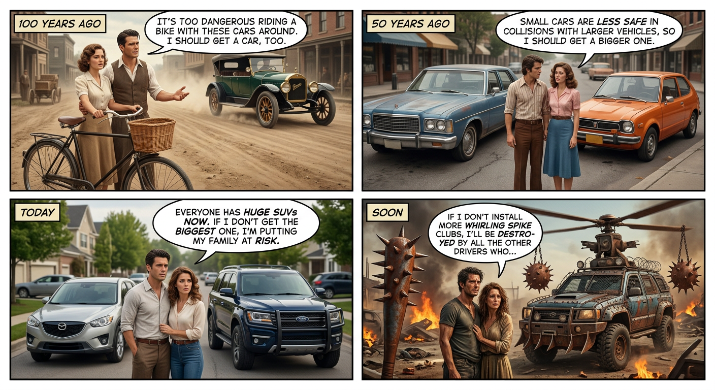 'They really shouldn't let those small cars drive in traffic. I worry I'm going to kill someone if I hit one! They should have to drive on the sidewalk, safely out of the way.'