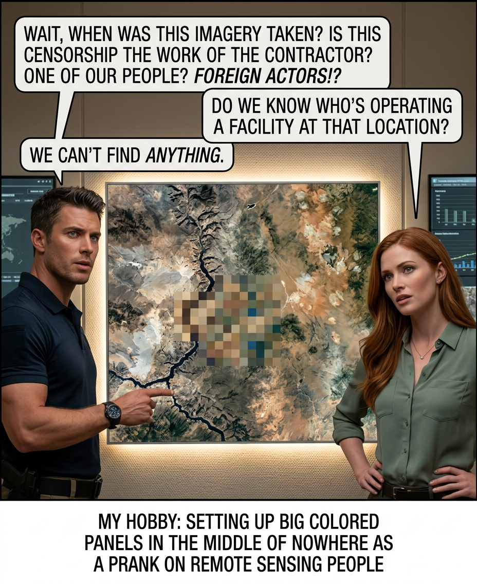 Every weekend I take an ATV out into the desert and spend a day tracing a faint "(C) GOOGLE 2009" watermark across the landscape.