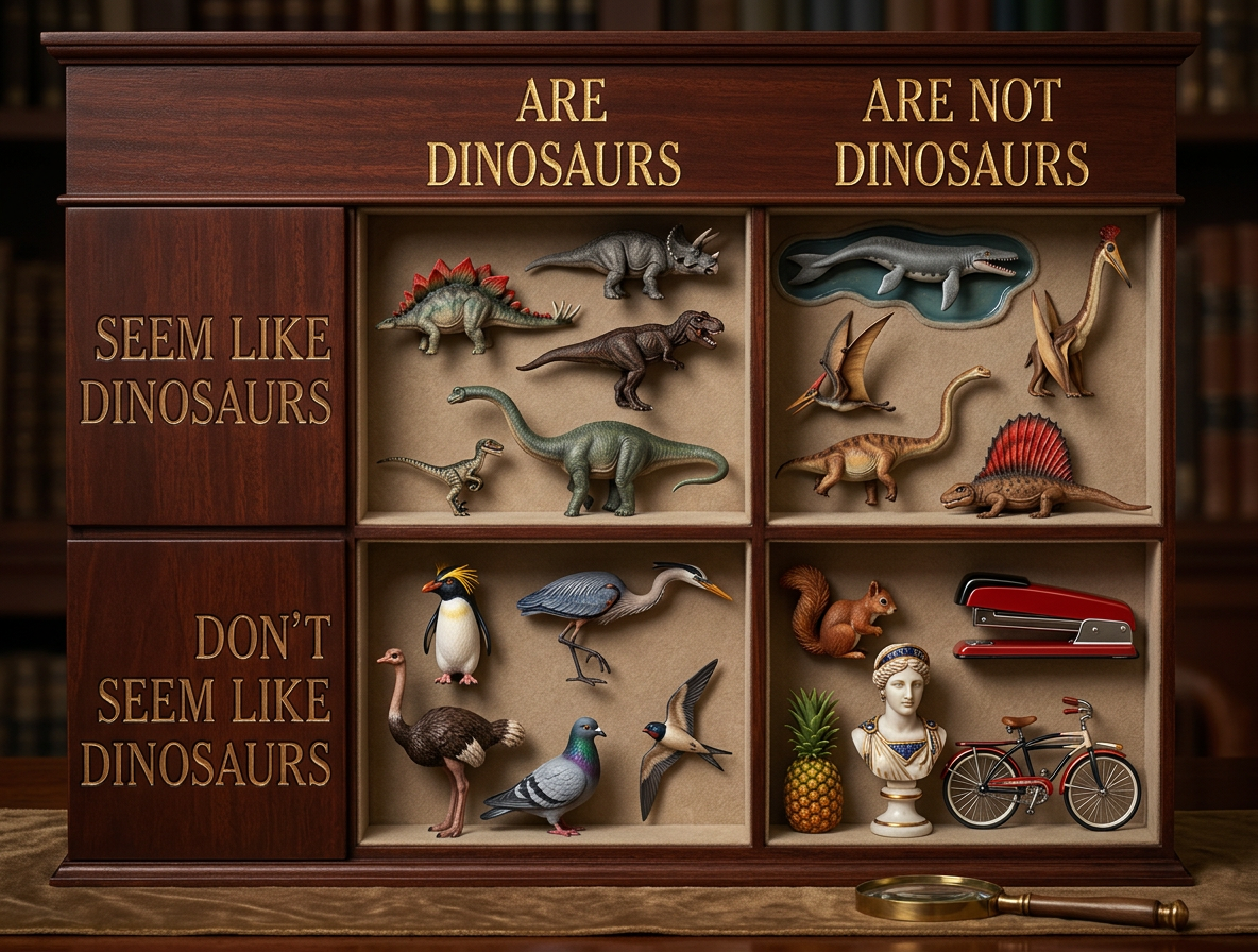 Staplers are actually in Pseudosuchia, making them more closely related to crocodiles than to dinosaurs.