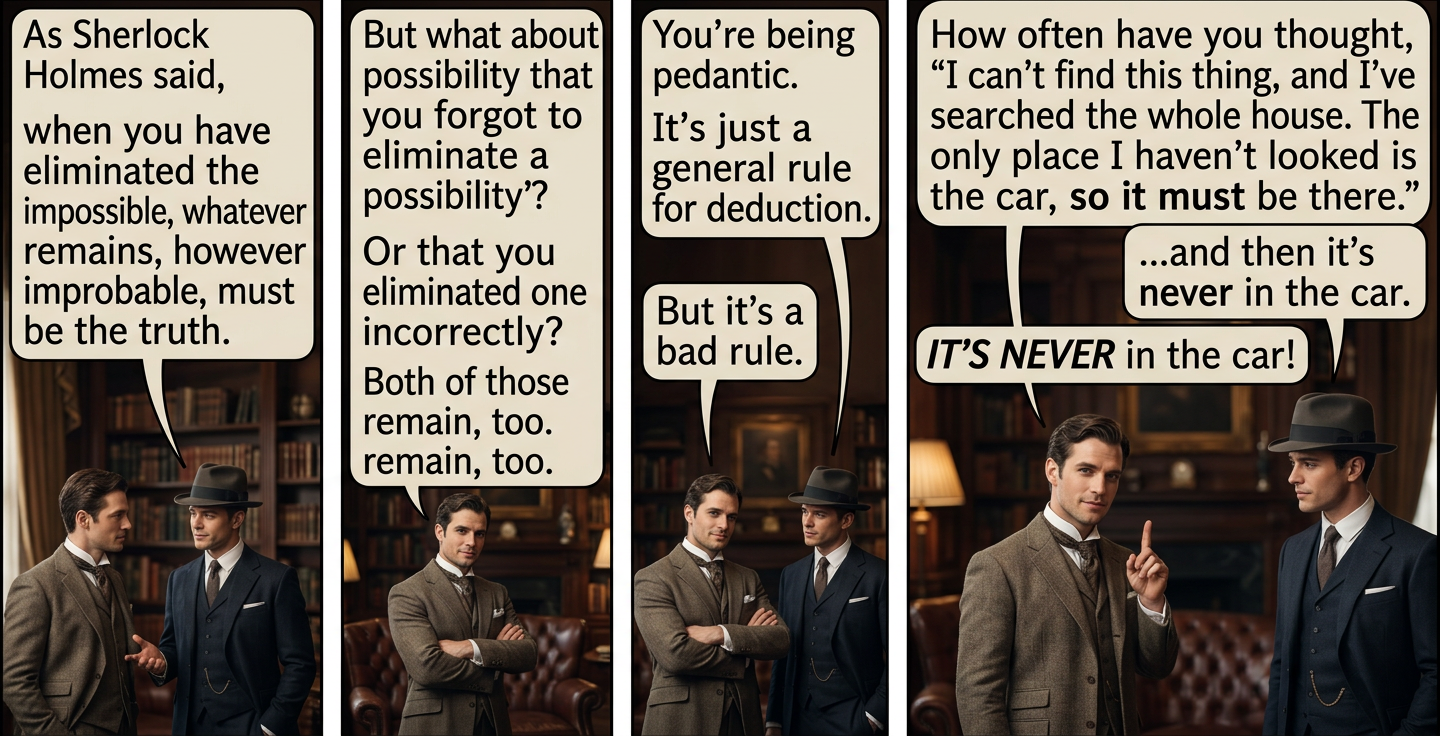 'If you've eliminated a few possibilities and you can't think of any others, your weird theory is proven right' isn't quite as rhetorically compelling.