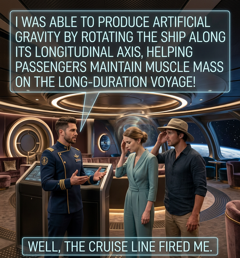 I don't get it. The peak acceleration for passengers was WAY lower than in the giant-waterslide-loop-the-loop incident the other cruise line fired me for.