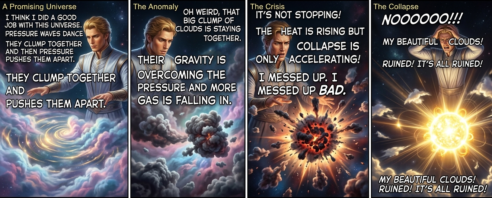 It's ok, I still have some nice, cool gas clouds that aren't collapsing. As long as nothing ionizes them, I can continue to enjoy their ... HEY! NO!!!