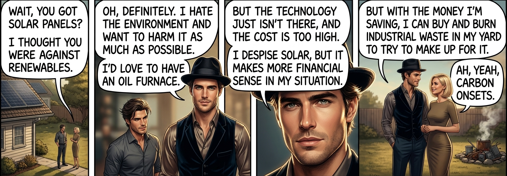 "While I try to do my part to destroy the environment, I try not to focus too much on individual responsibility. By pushing for broad policy changes, we can collectively do far more damage to the biosphere than any of us could on our own."