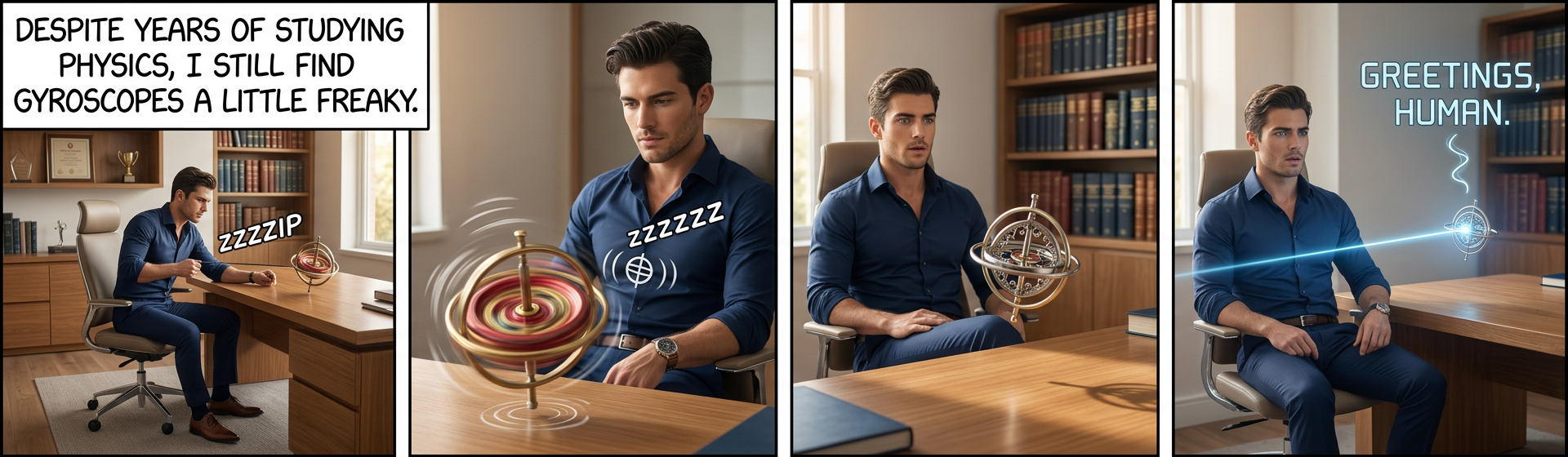 We didn't actually land on the moon -- it just looked like we did because of precession.  Also, gyroscopes caused 9/11.